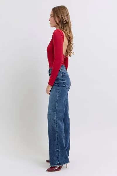 Judy Blue Full Size Raw Hem Mid Rise Jeans – Trendy, Comfortable & Versatile | Sizes 0-24W