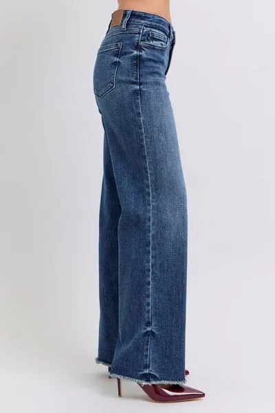 Judy Blue Full Size Raw Hem Mid Rise Jeans – Trendy, Comfortable & Versatile | Sizes 0-24W