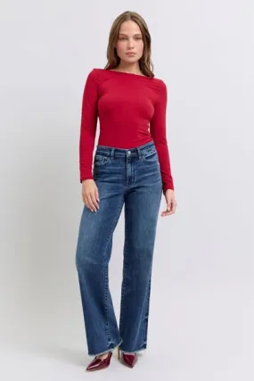 Judy Blue Full Size Raw Hem Mid Rise Jeans – Trendy, Comfortable & Versatile | Sizes 0-24W