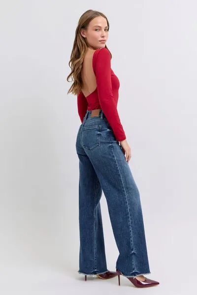 Judy Blue Full Size Raw Hem Mid Rise Jeans – Trendy, Comfortable & Versatile | Sizes 0-24W