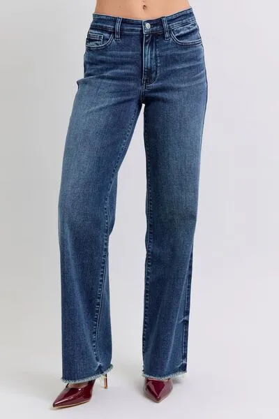 Judy Blue Full Size Raw Hem Mid Rise Jeans – Trendy, Comfortable & Versatile | Sizes 0-24W