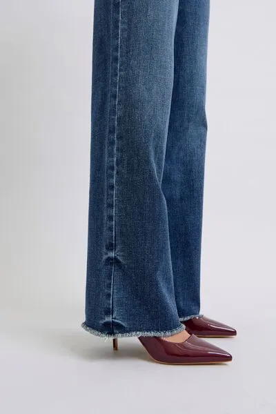 Judy Blue Full Size Raw Hem Mid Rise Jeans – Trendy, Comfortable & Versatile | Sizes 0-24W