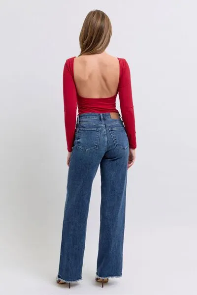 Judy Blue Full Size Raw Hem Mid Rise Jeans – Trendy, Comfortable & Versatile | Sizes 0-24W