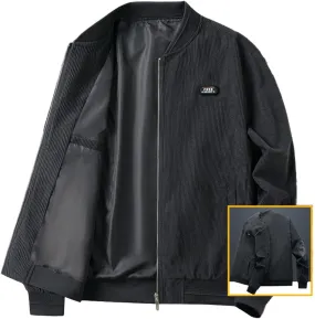 Kwoki Men's Corduroy Jacket Full Zip Casual Lightweight Slim Fit Bomber Jackets Coat with Pockets