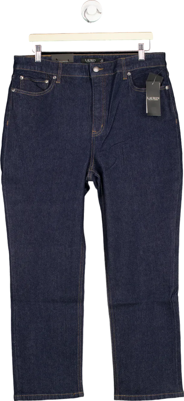 Lauren Ralph Lauren Dark Blue High-Rise Straight Ankle Jeans UK 14