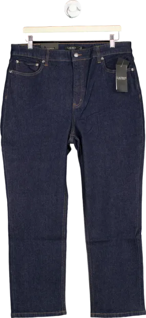 Lauren Ralph Lauren Dark Blue High-Rise Straight Ankle Jeans UK 14