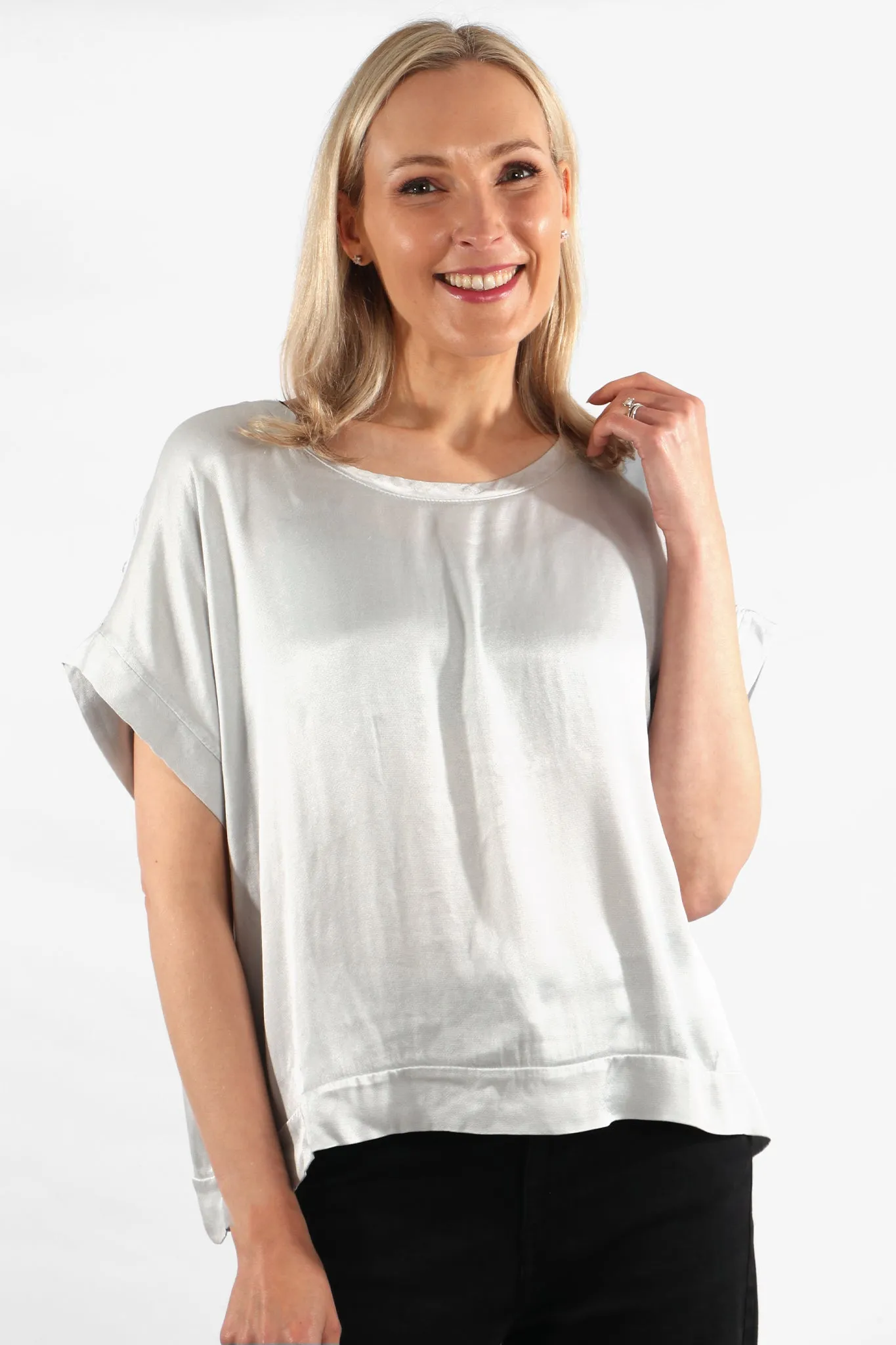 Light Grey Silk Textured Top