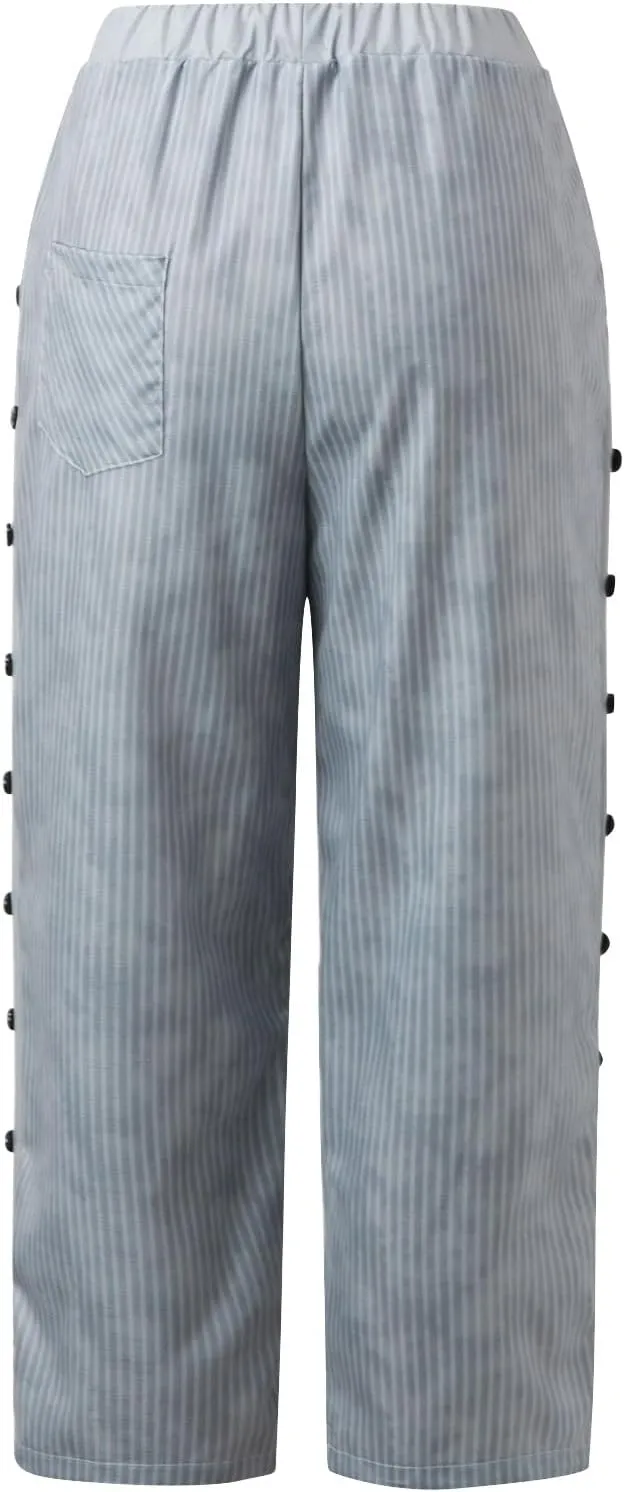 Linen Capris for Women Lightweight Summer Pants Drawstring Elastic Waisted Vacation Beach Linen Pants Casual Travel Trousers