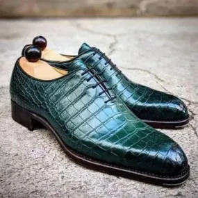 Men's alligator patterned lace-up oxfords