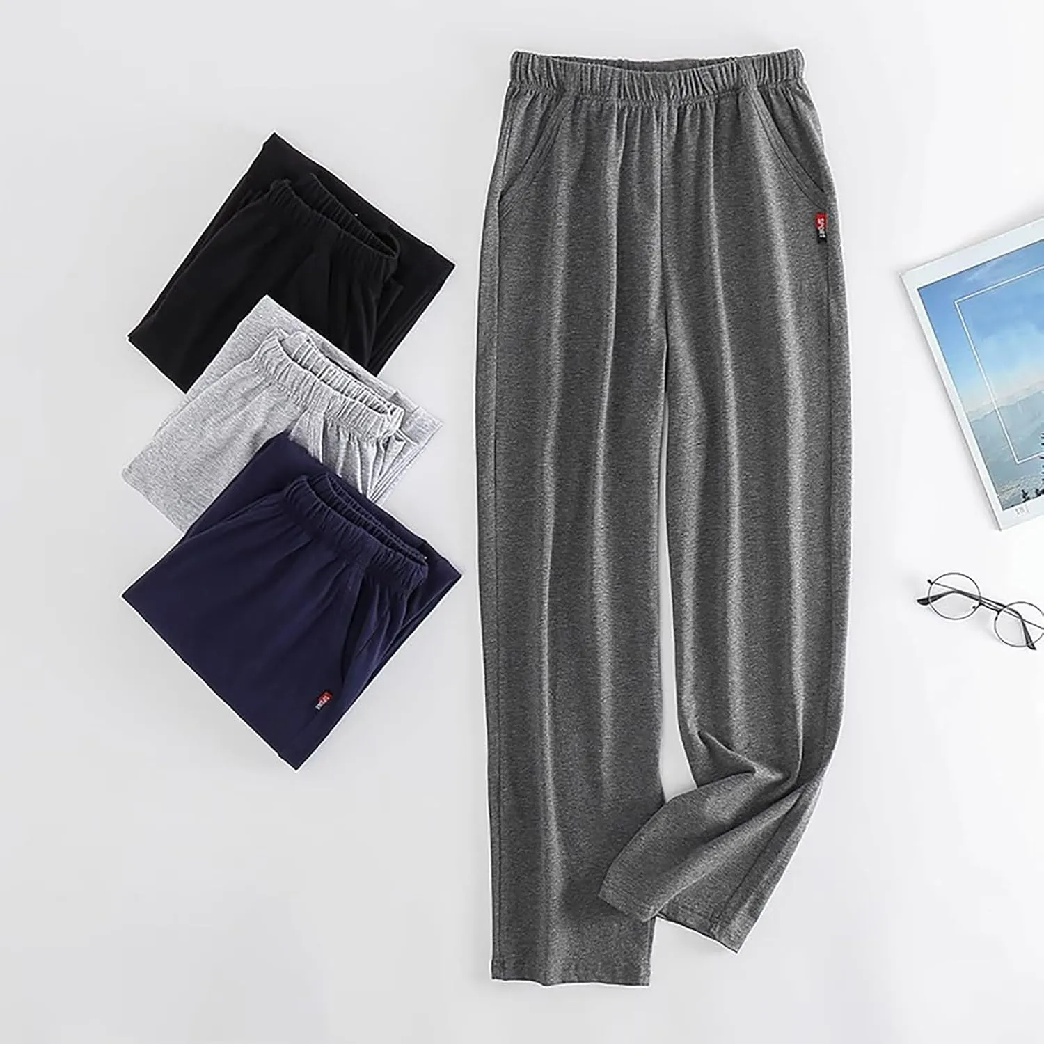 Men's Baggy Wide Leg Pants Summer Elastic Waist Trendy Comfortable Soft Fit Elasticity Comfy Fashion Trousers