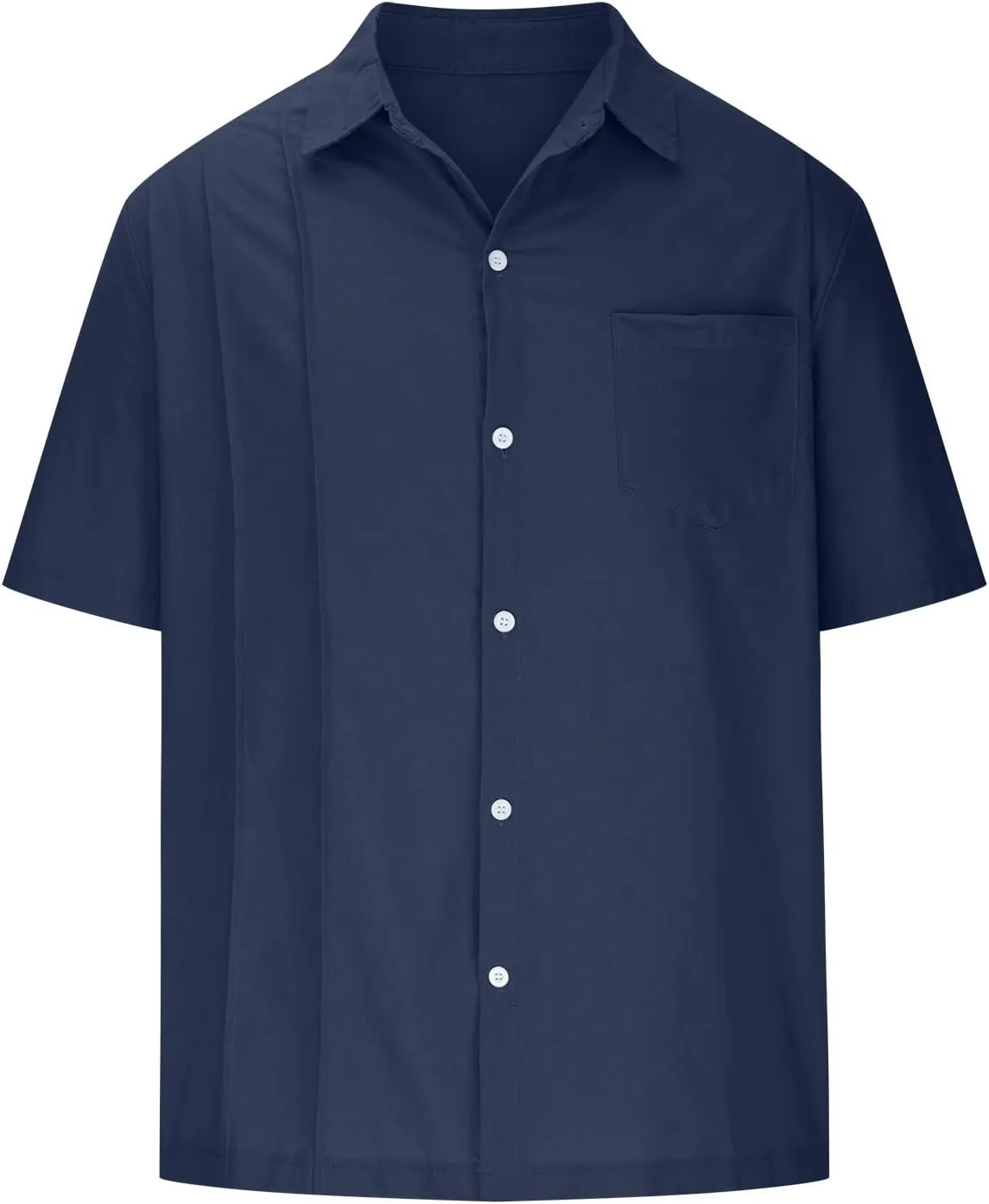 Mens Casual Cotton Linen Shirt Short Sleeve Button Shirt Hawaiian Shirts Lapel Leisure T-Shirt