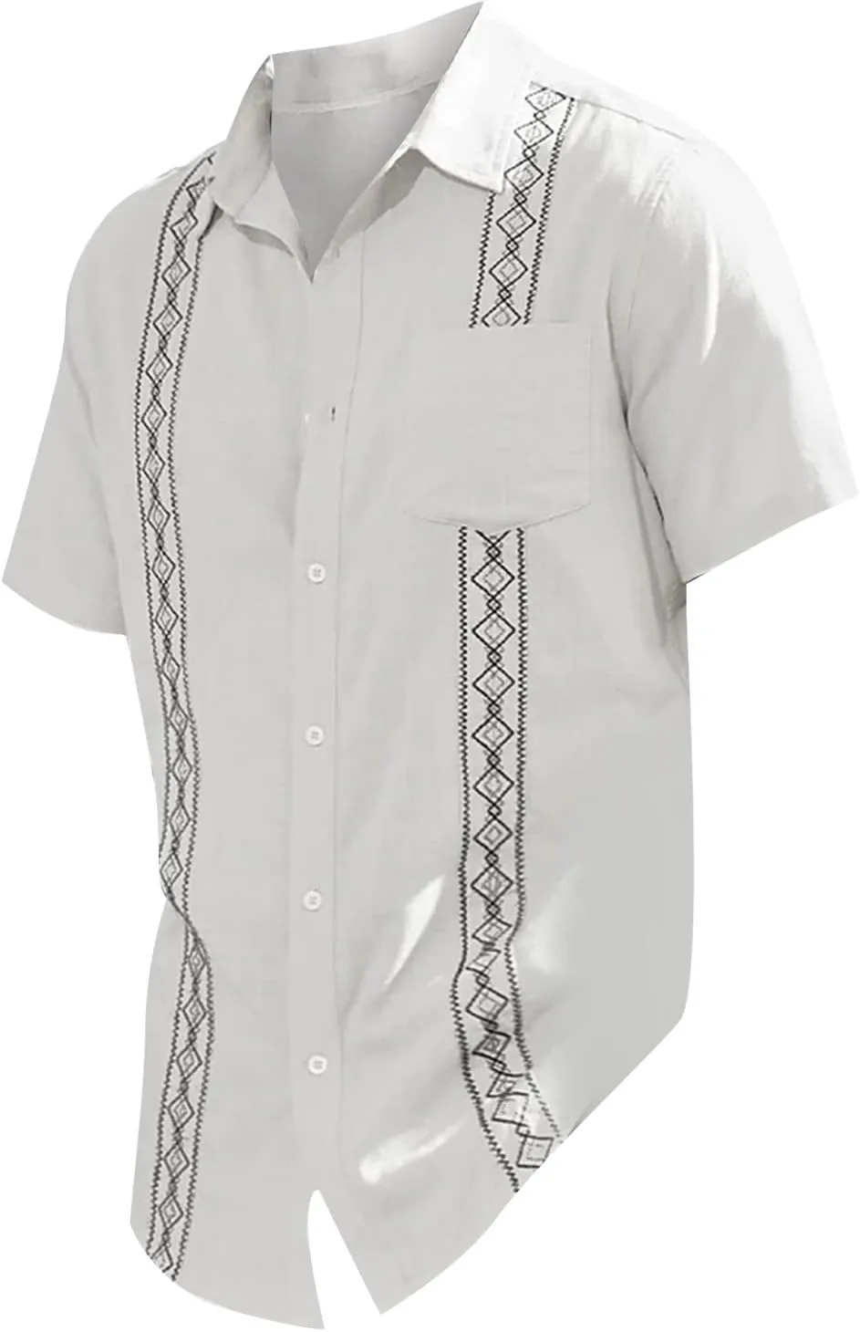 Mens Guayabera Shirt Summer Short Sleeve Cuban Shirt Lightweight Casual Button Down Shirt Travel Beach Tops