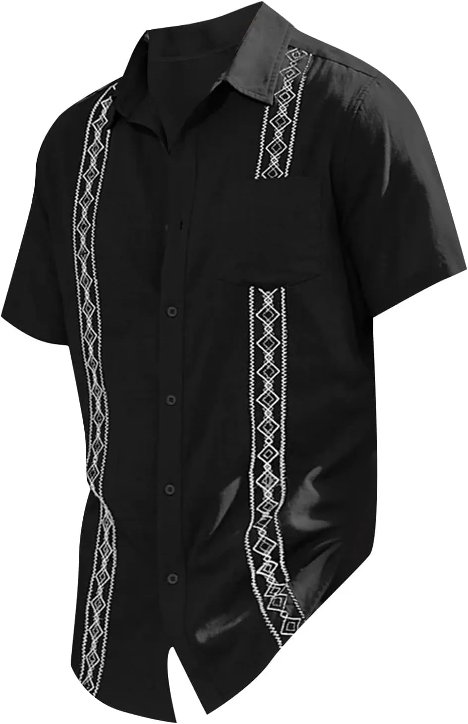 Mens Guayabera Shirt Summer Short Sleeve Cuban Shirt Lightweight Casual Button Down Shirt Travel Beach Tops
