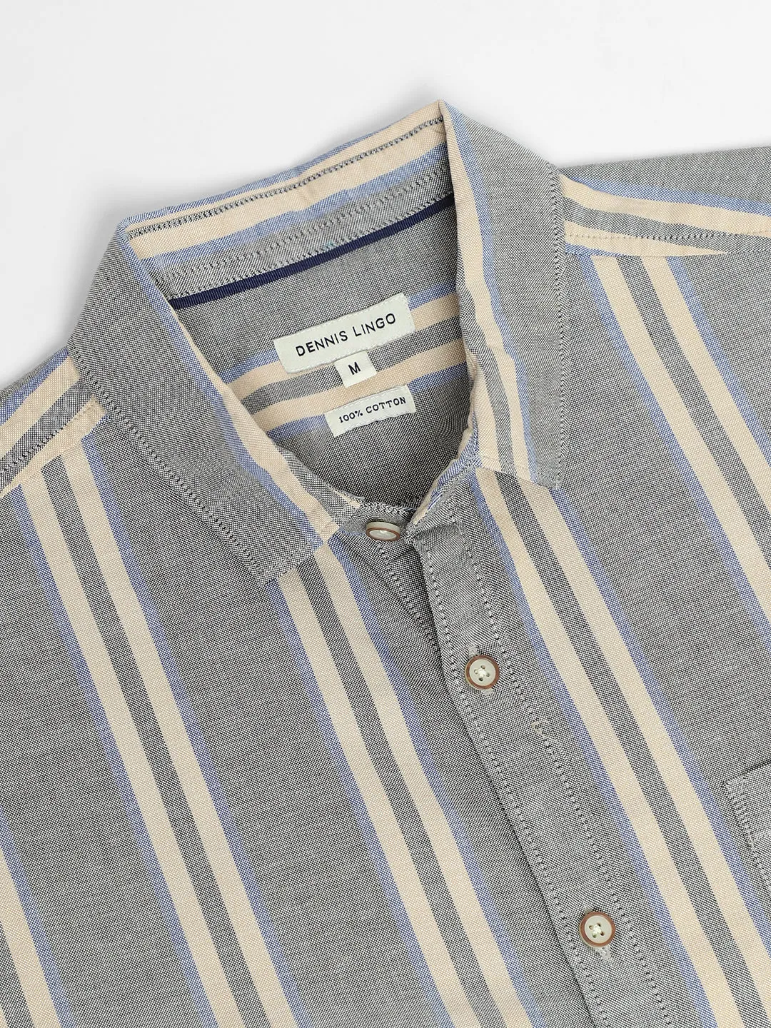 Men's Regular Collar Slim Fit Stripes Grey Casual Shirts