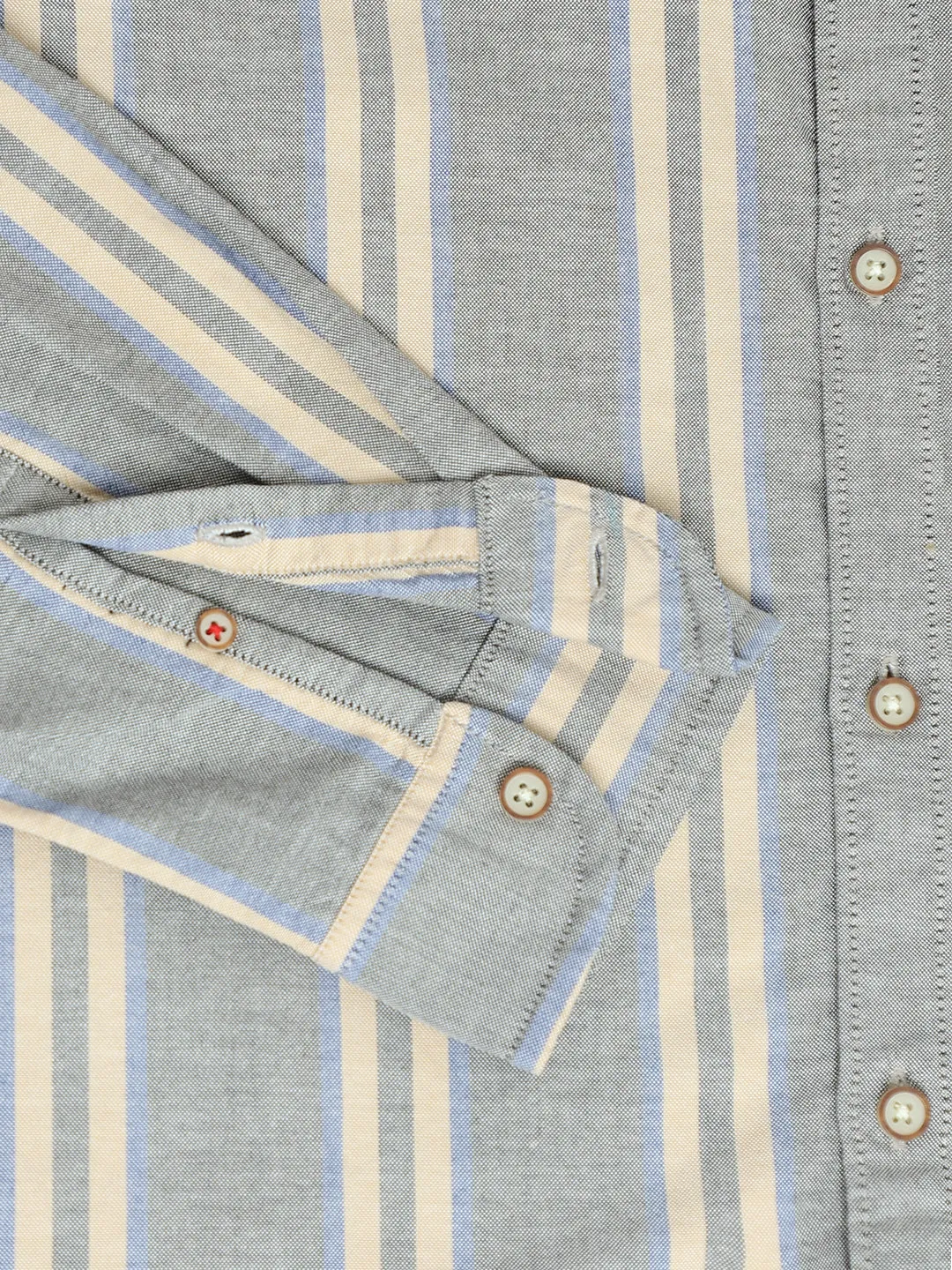 Men's Regular Collar Slim Fit Stripes Grey Casual Shirts