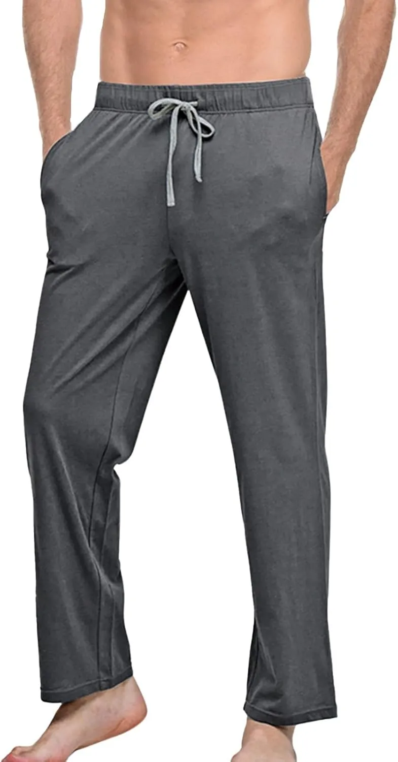 Men's Summer Pants Solid Color Elastic Waist Drawstring Pocket Wide Leg Comfortable Soft Fit Summer Cute Trousers
