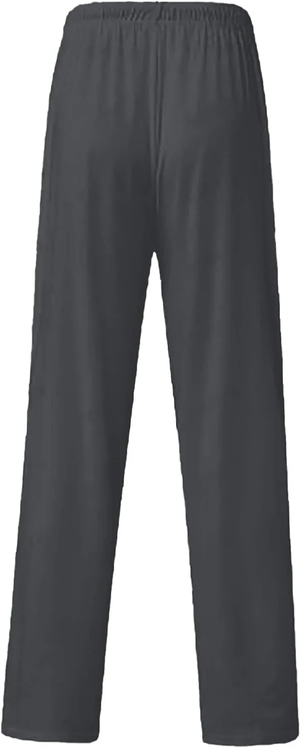 Men's Summer Pants Solid Color Elastic Waist Drawstring Pocket Wide Leg Comfortable Soft Fit Summer Cute Trousers