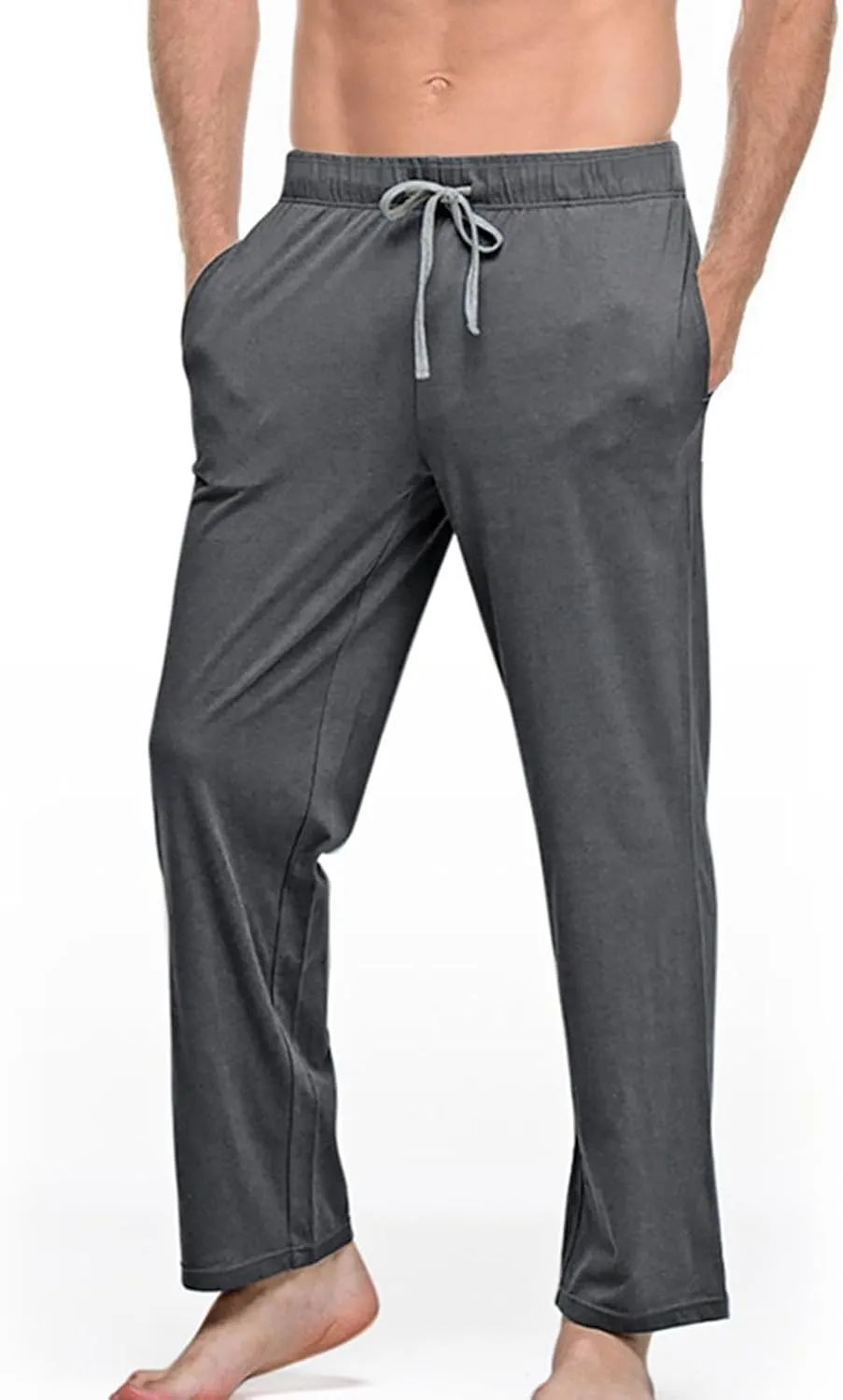 Men's Summer Pants Solid Color Elastic Waist Drawstring Pocket Wide Leg Comfortable Soft Fit Summer Cute Trousers
