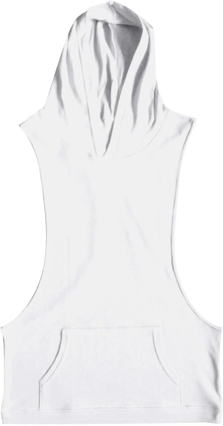 Mens Workout Hooded Tank Tops Bodybuilding Muscle Cut Off Tshirt Sports Training Sleeveless Gym Hoodies Summer Casual