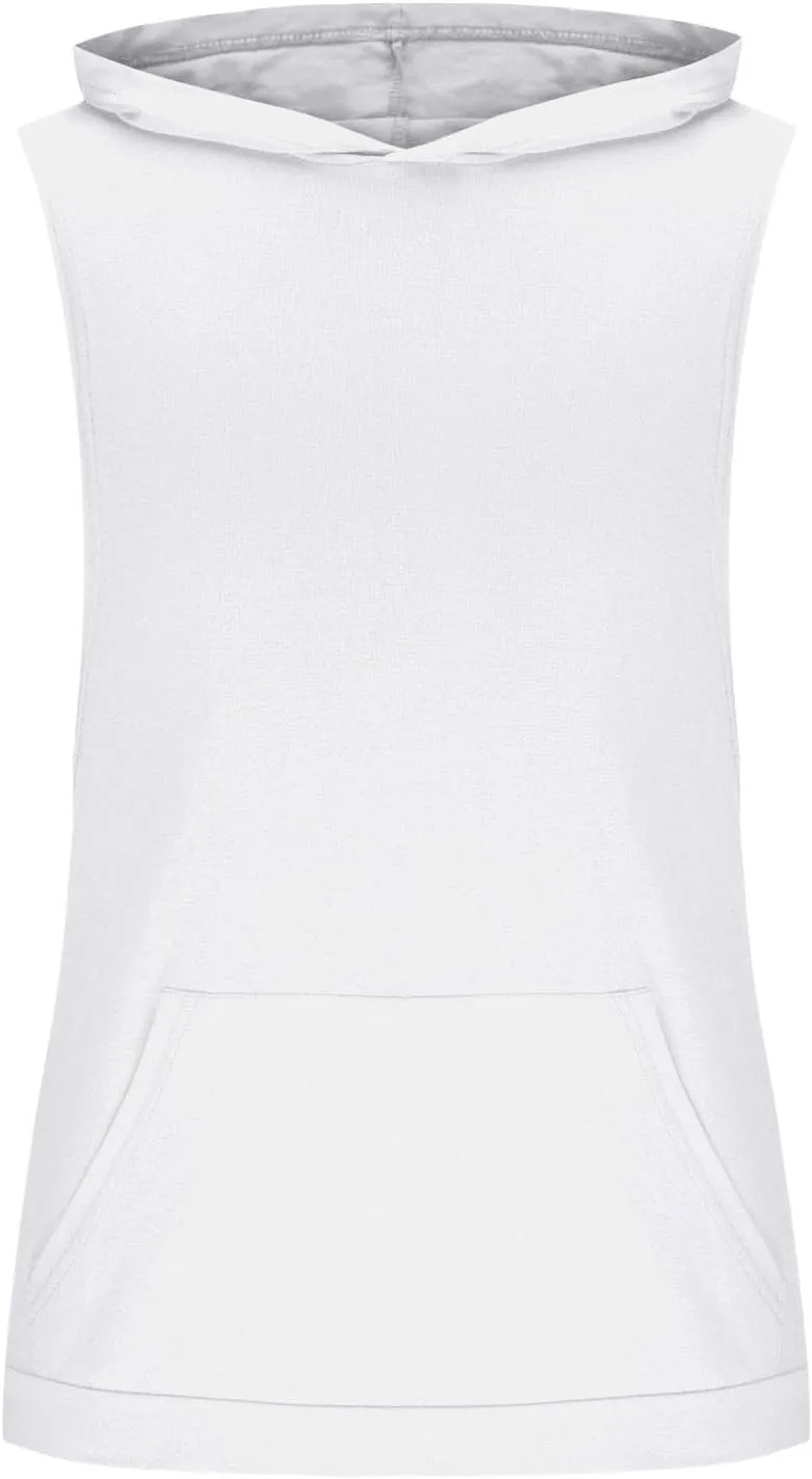Mens Workout Hooded Tank Tops Bodybuilding Muscle Cut Off Tshirt Sports Training Sleeveless Gym Hoodies Summer Casual
