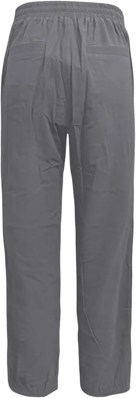 Miyaomn Womens Linen Pants for Summer Drawstring Elastic High Waist Casual Pants Loose Fit Beach Lounge Trousers with Pockets