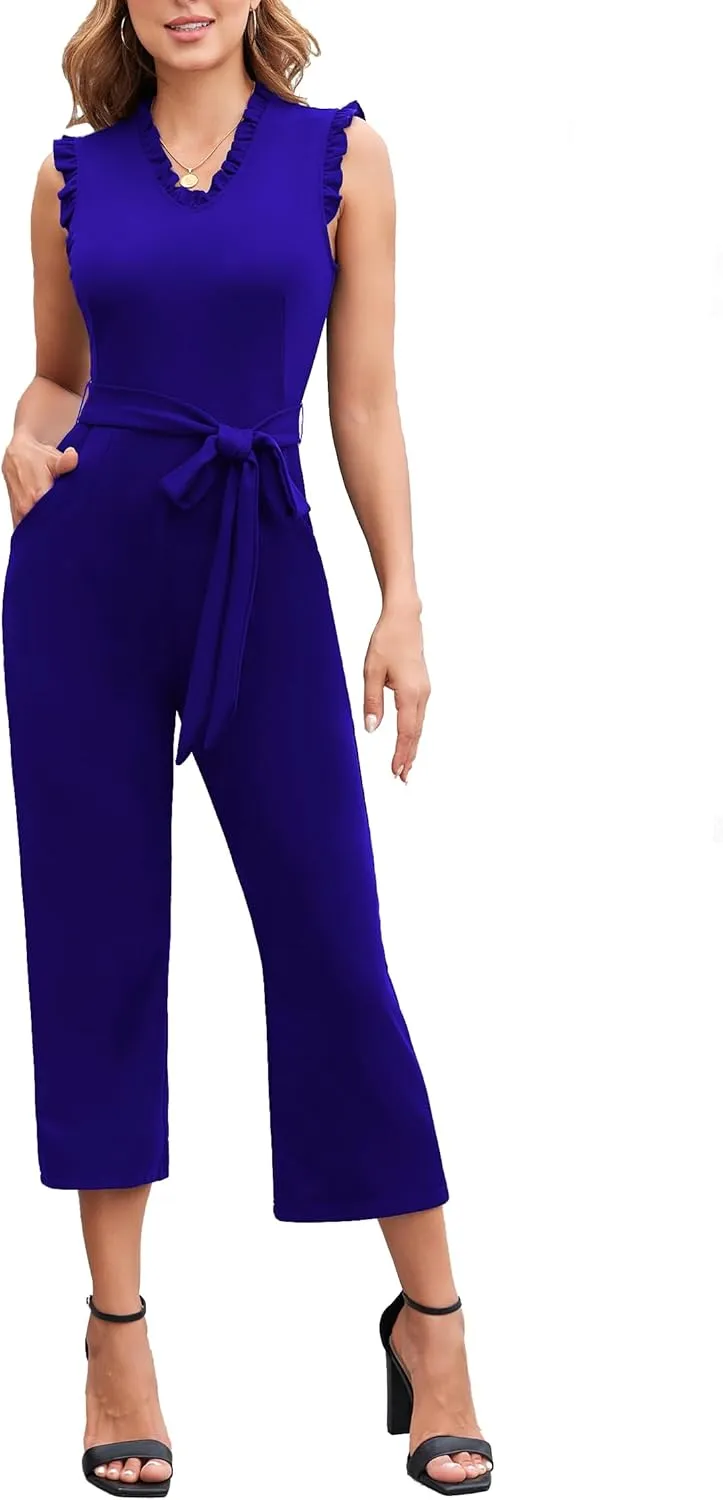 MOONCOLOUR Womens Jumpsuits Casual Summer Dressy Romper Sleeveless Wide Leg Long Pants Outfits Fashion Travel Clothes
