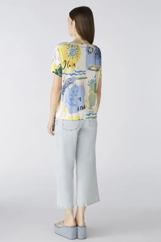 Multi Print Short Sleeve Blouse