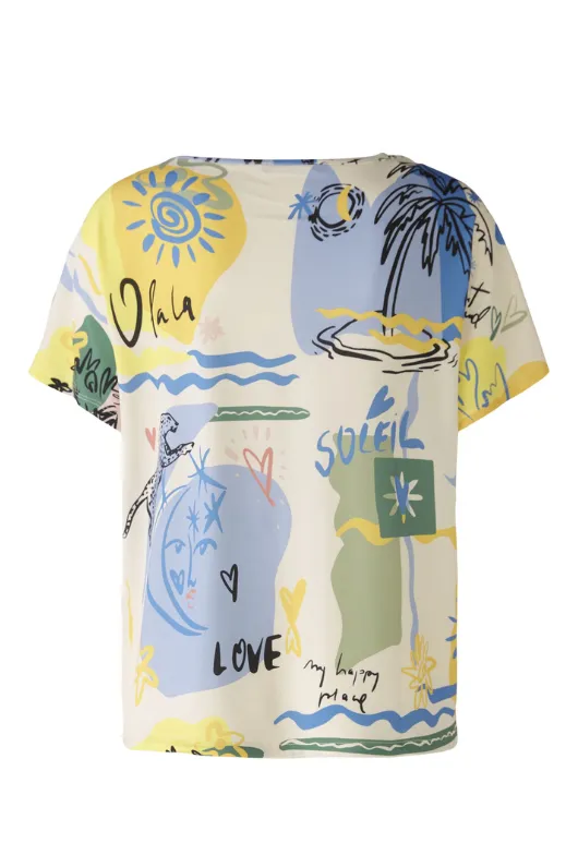 Multi Print Short Sleeve Blouse