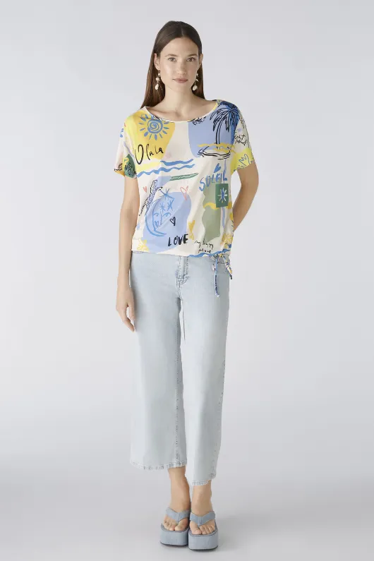 Multi Print Short Sleeve Blouse