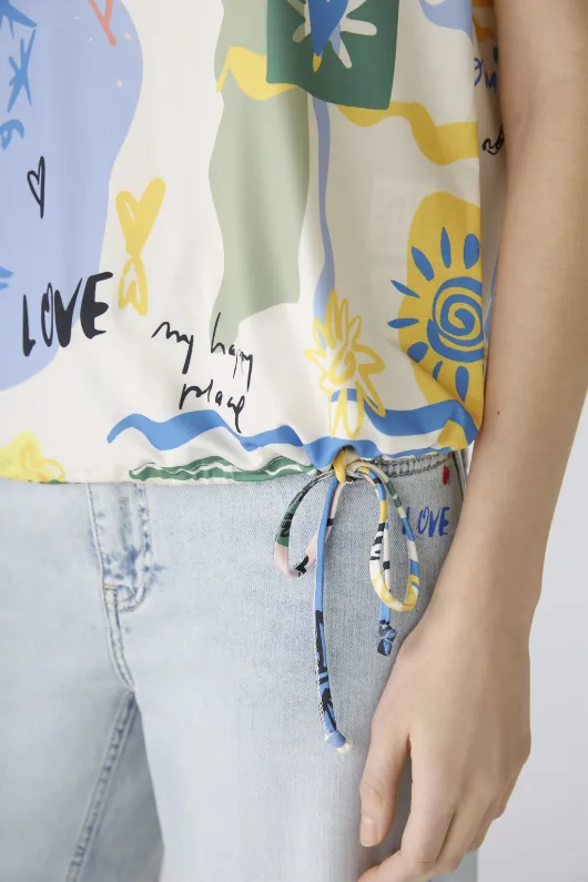 Multi Print Short Sleeve Blouse