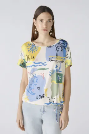 Multi Print Short Sleeve Blouse