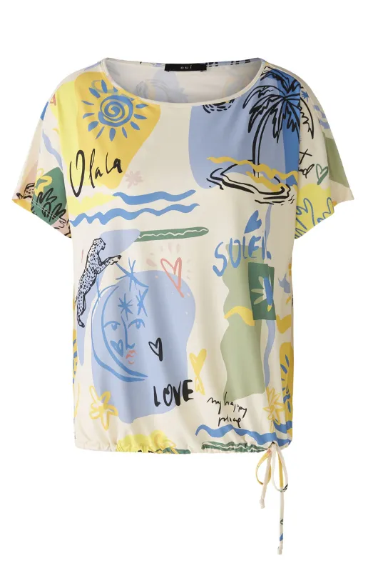 Multi Print Short Sleeve Blouse