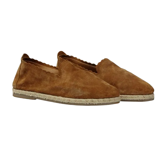 Myra Ladies Velvet Espadrilles Brown Slip-On Shoes S-2993