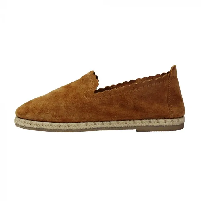 Myra Ladies Velvet Espadrilles Brown Slip-On Shoes S-2993