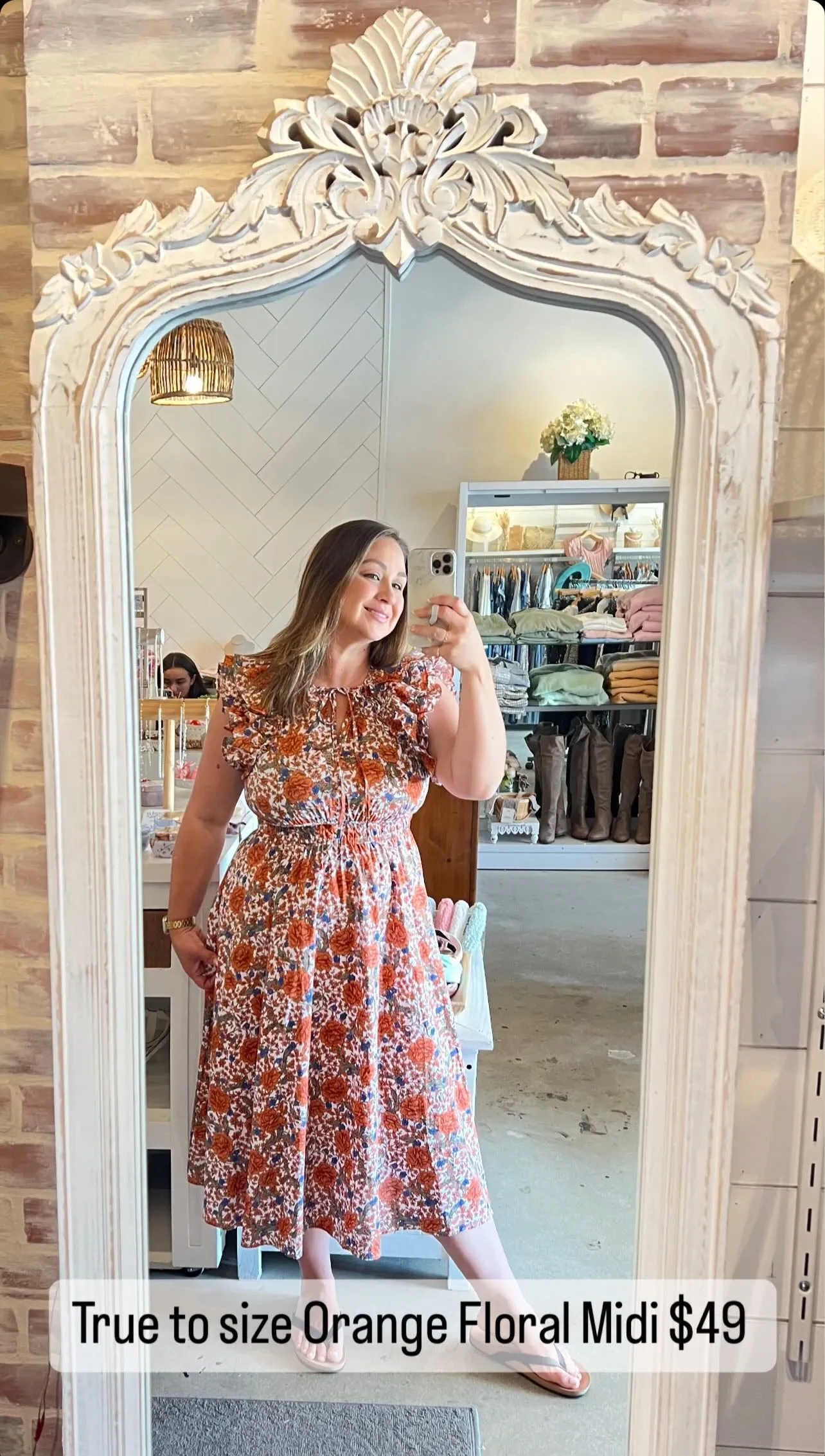 Orange floral ruffle sleeve