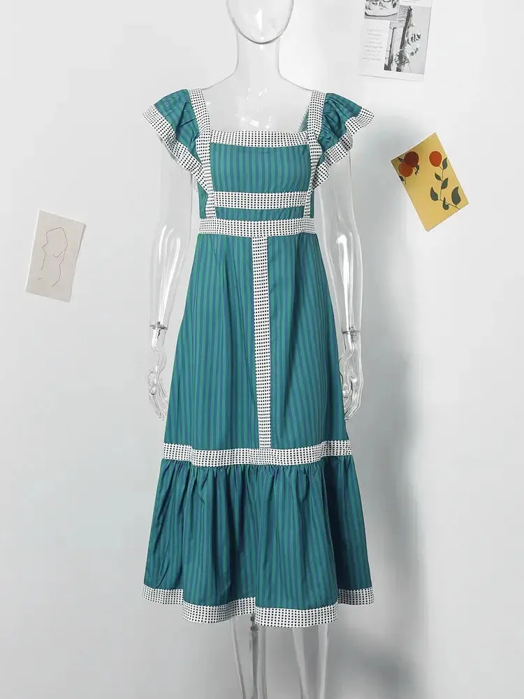 Plaid Patchwork Maxi Dresses - Mayce