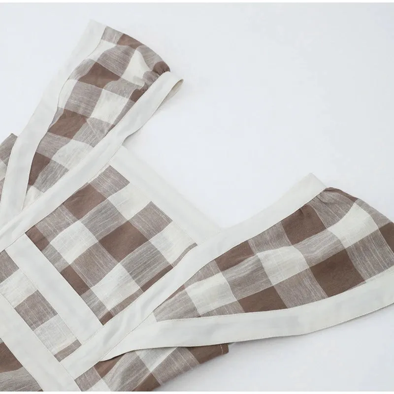 Plaid Patchwork Maxi Dresses - Mayce
