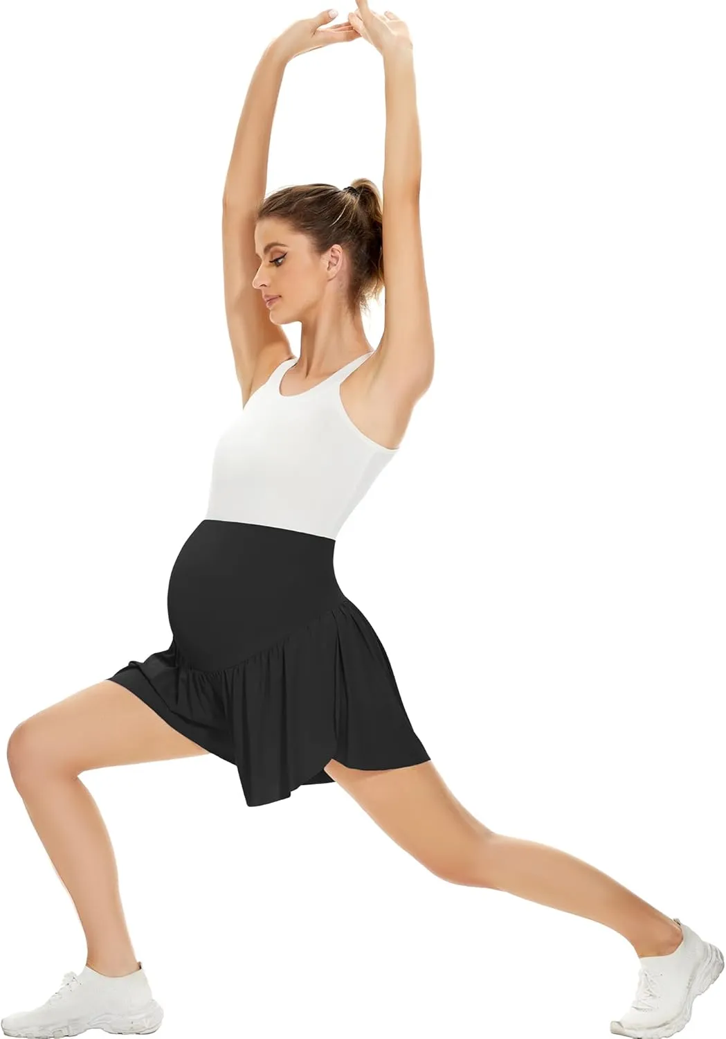 POSHGLAM Women's Maternity Flowy Shorts Over Belly Workout Causal Comfy Stretchy Summer Shorts