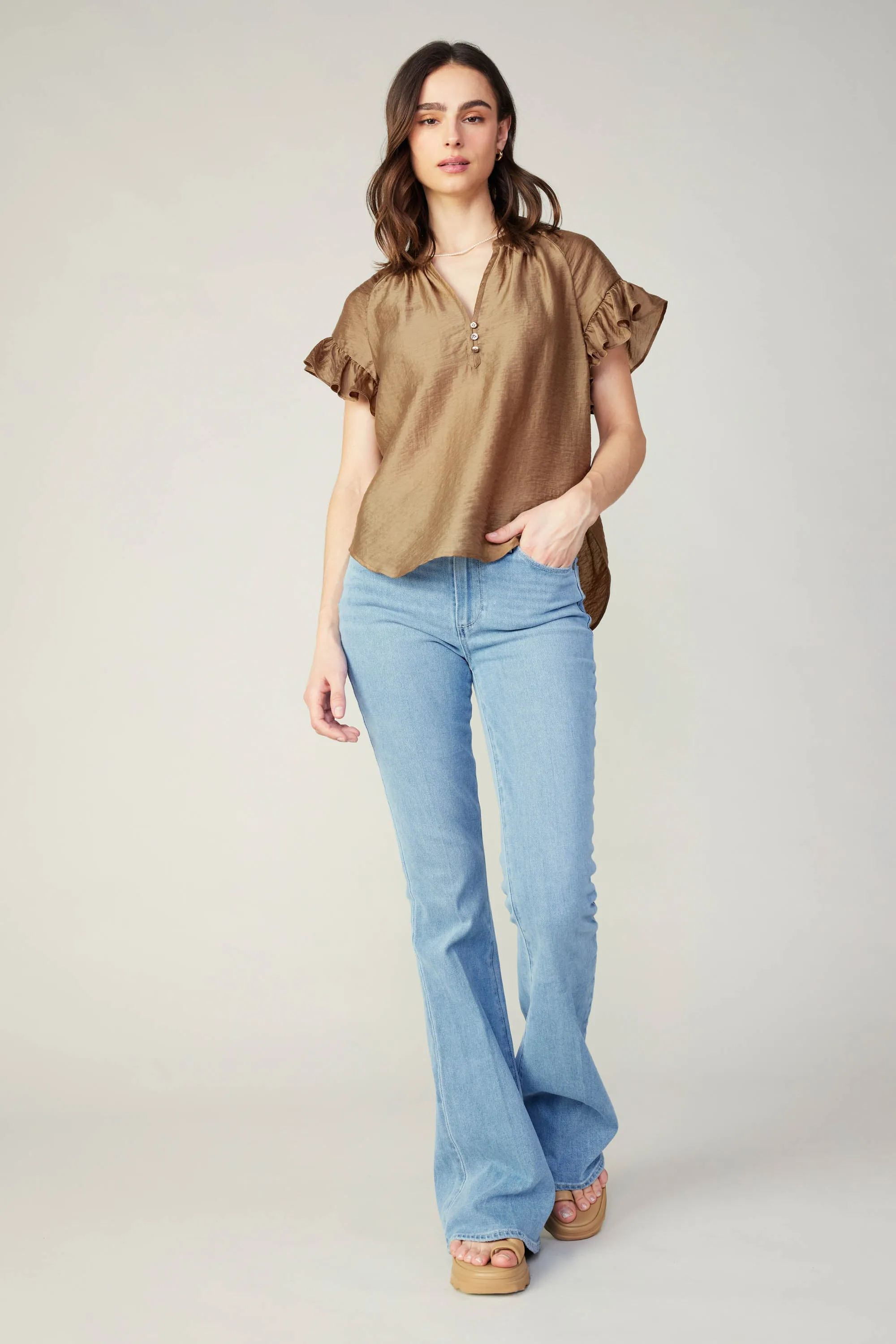 Raglan Sleeve Button Blouse