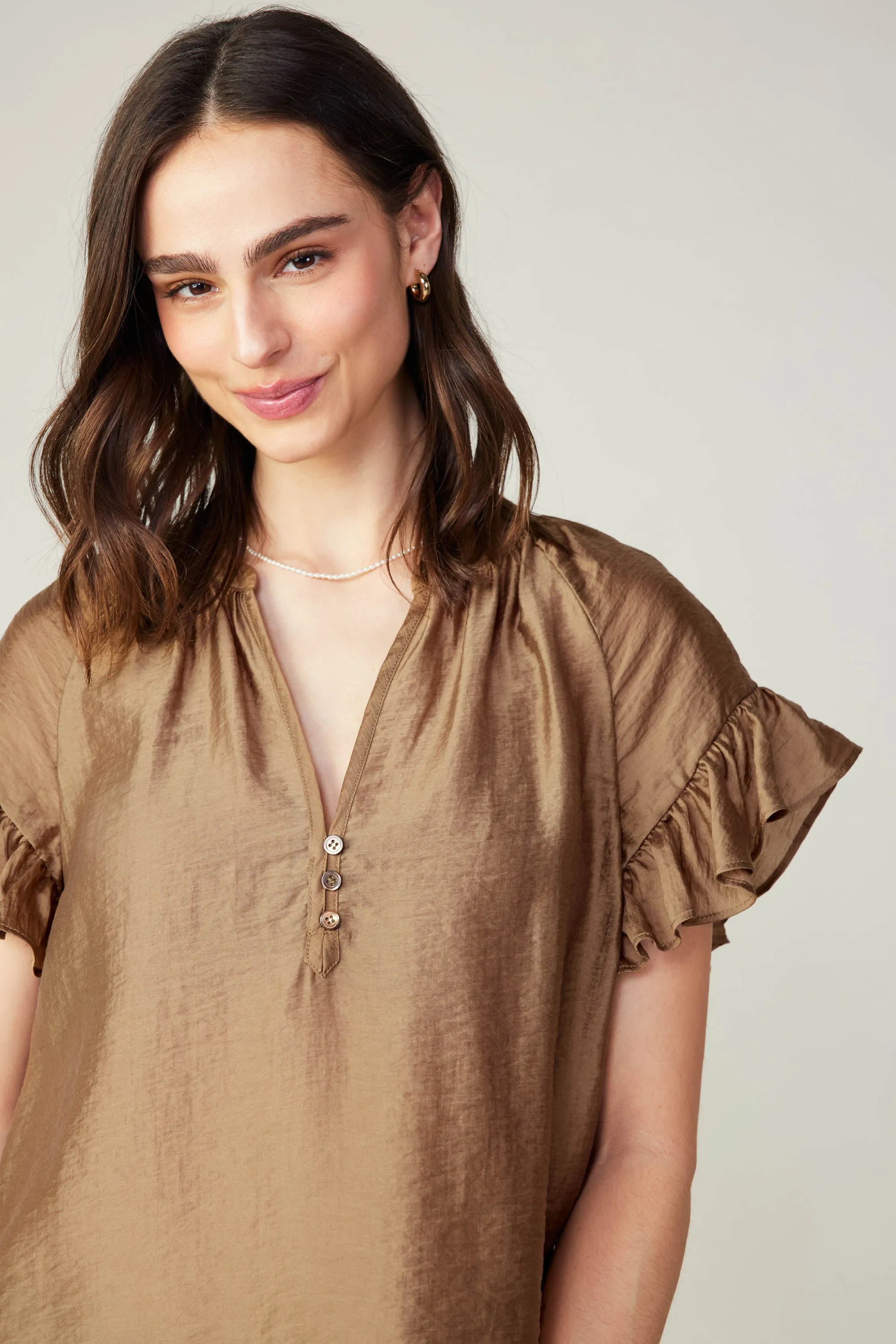 Raglan Sleeve Button Blouse