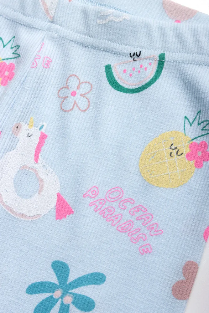Rib Unicorn Legging Light Blue