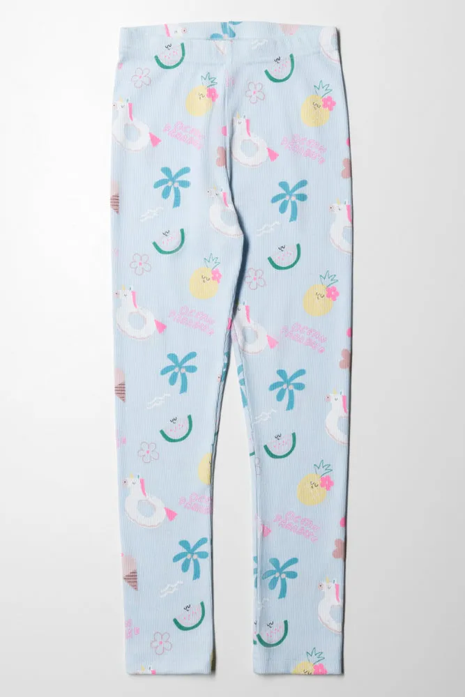 Rib Unicorn Legging Light Blue