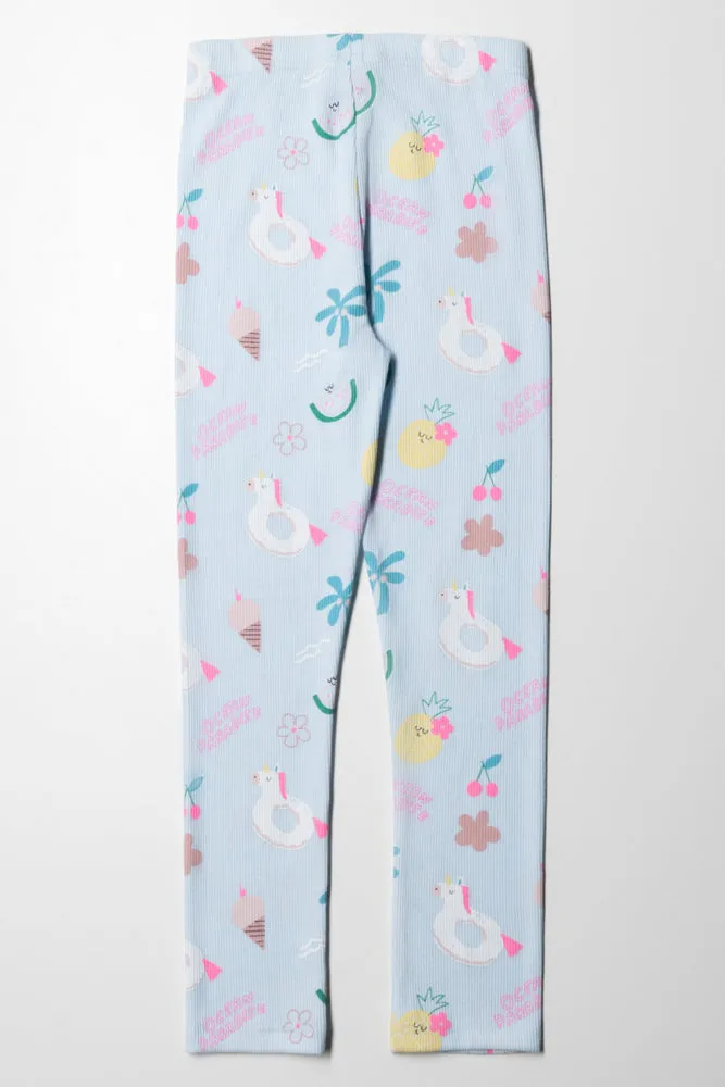 Rib Unicorn Legging Light Blue