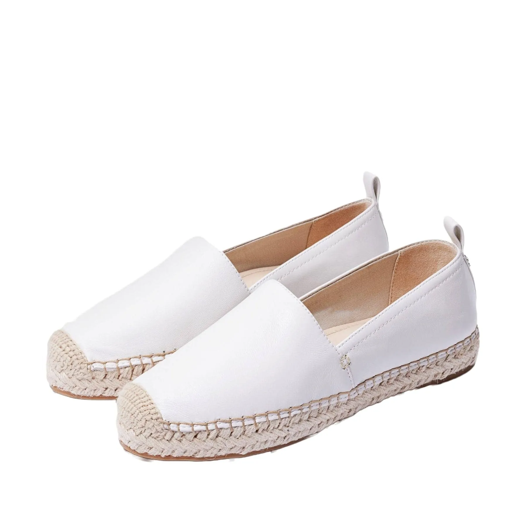 Sam Edelman Kenley White Leather Rounded Toe Slip On Espadrilles Classic Flats