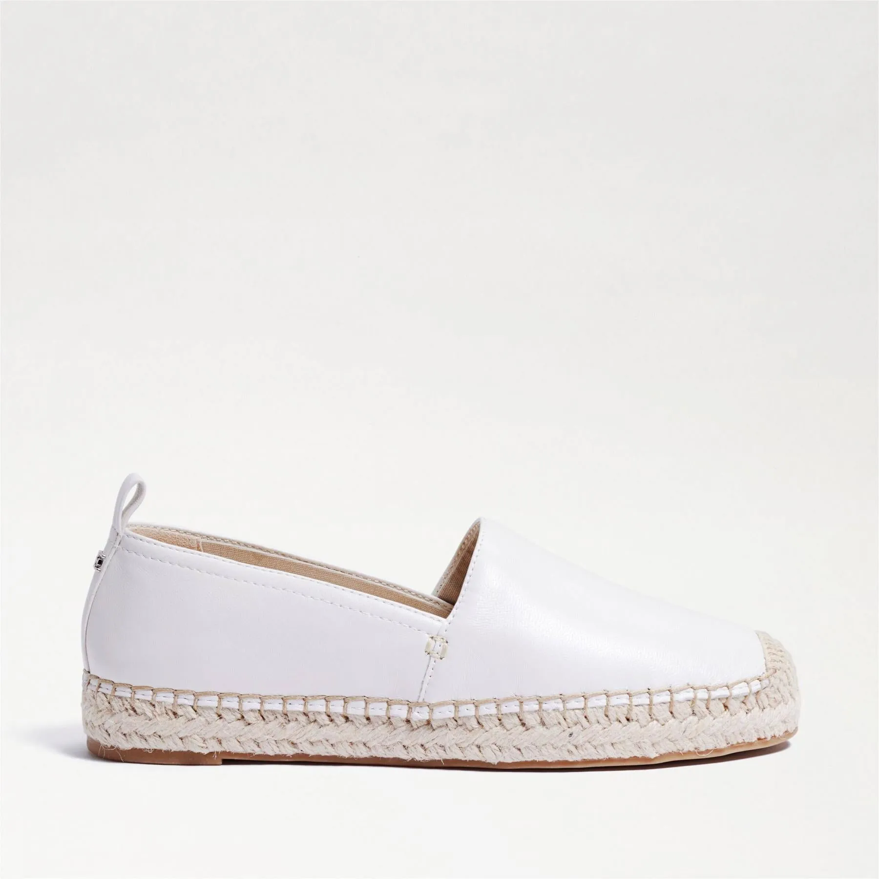Sam Edelman Kenley White Leather Rounded Toe Slip On Espadrilles Classic Flats