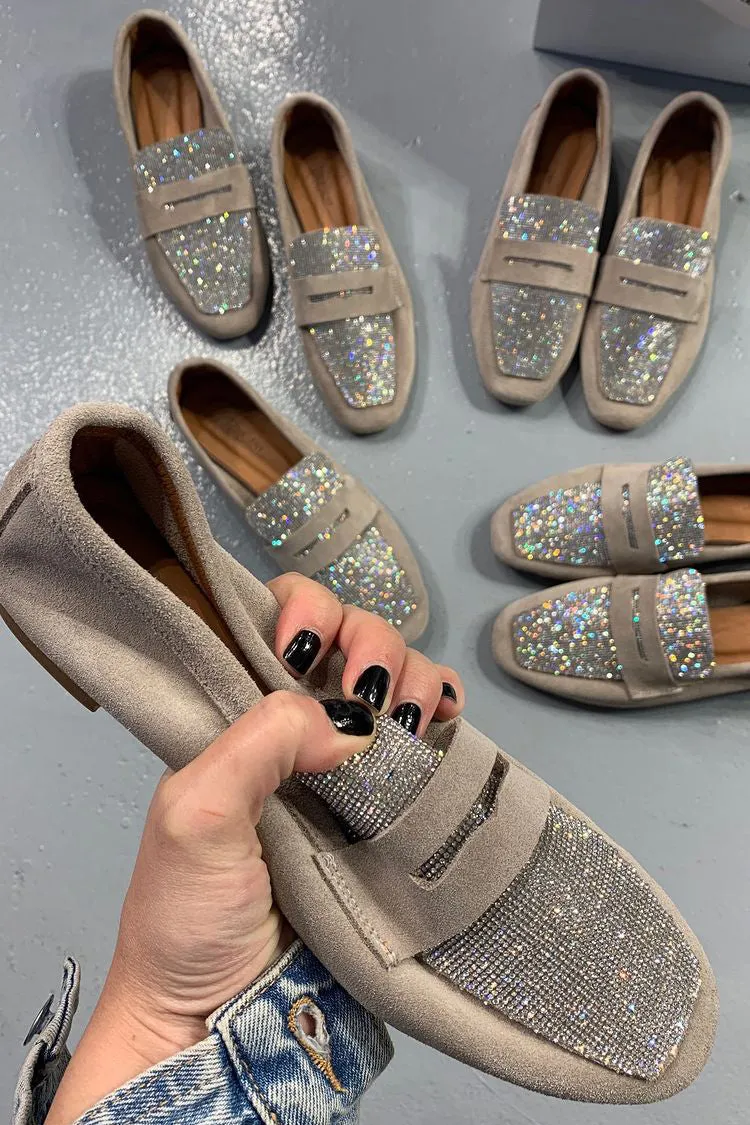 Sequined Khaki Espadrilles
