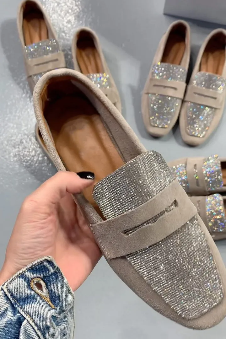 Sequined Khaki Espadrilles