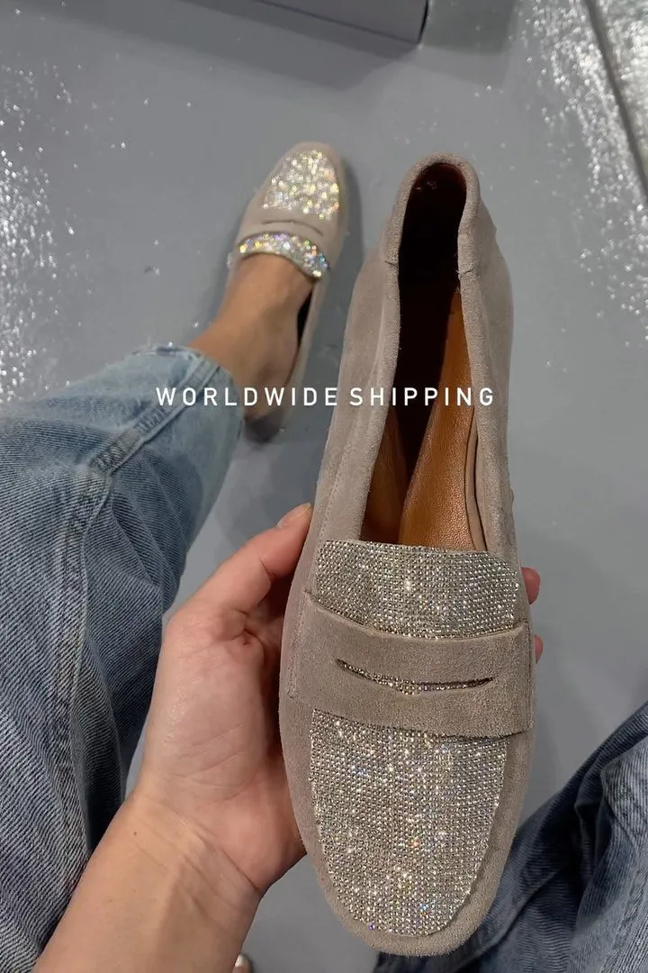 Sequined Khaki Espadrilles