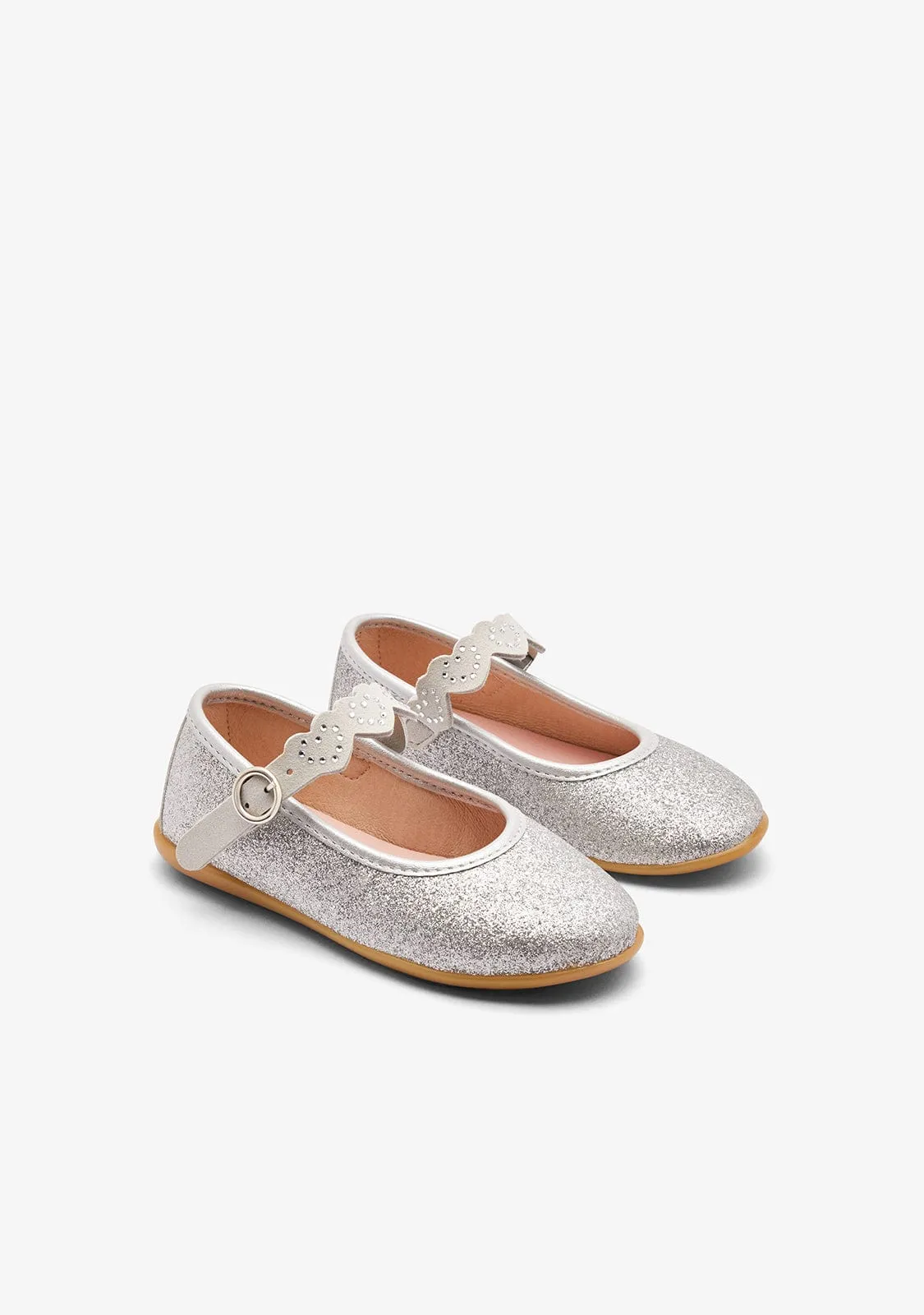Silver Glitter Strip Ballerinas