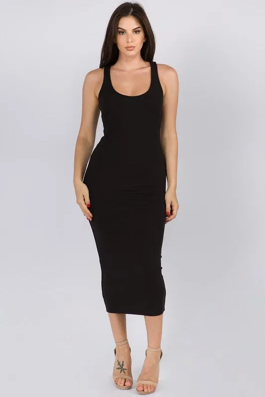 S/L Round Scoop Neck Double Layered Dress